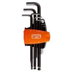 Bahco BE-9678 - Jeu de clés mâles 6 pans à tête sphérique, dimensions métriques, avec support compact bi-matière - 9 pcs