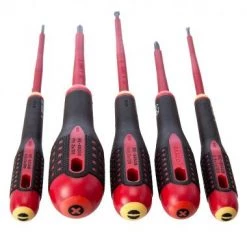 Bahco BE-9881S - Jeu de tournevis à fente et Phillips isolés VDE ERGO™, avec manche tri-matière - 5 pcs
