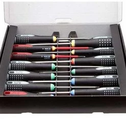 Bahco BE-9875 - Jeu de tournevis ERGO™ pour vis à fente, vis Phillips, Pozidriv et TORX®, avec poignée en caoutchouc – 13 pièces